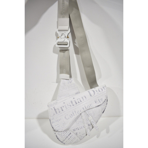 Dior x Daniel Arsham Newspaper Print Saddle White Logo Crossbody Fanny Bum Bag - Picture 4 of 12